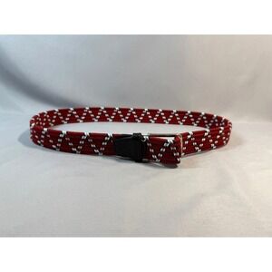 Royal Albartross Woven Belt Mens Size L Red Black White Blue Leather Trim Italy